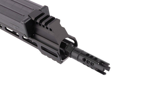 5.7x28mm AR-15 upper receiver with black melonite finish.